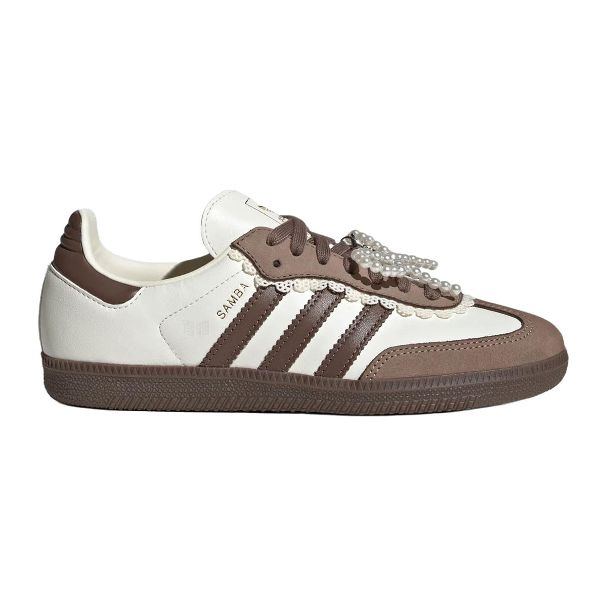 adidas Originals Samba Lace & Pearls Women's German Trainer Sneakers - Brown