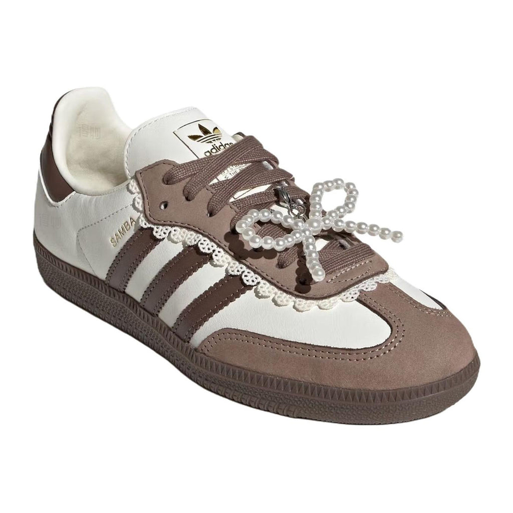 adidas Originals Samba Lace & Pearls Women's German Trainer Sneakers - Brown