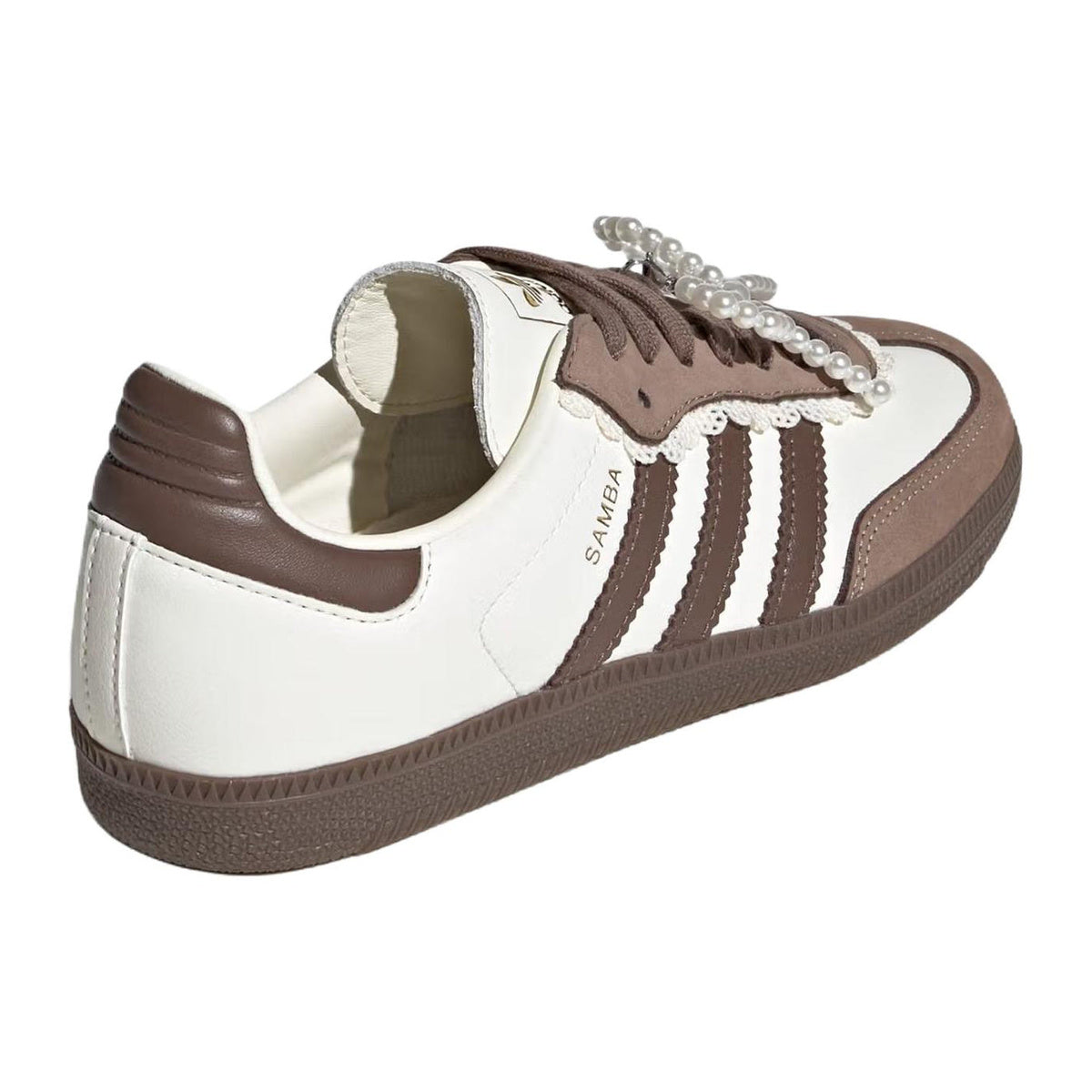 adidas Originals Samba Lace & Pearls Women's German Trainer Sneakers - Brown