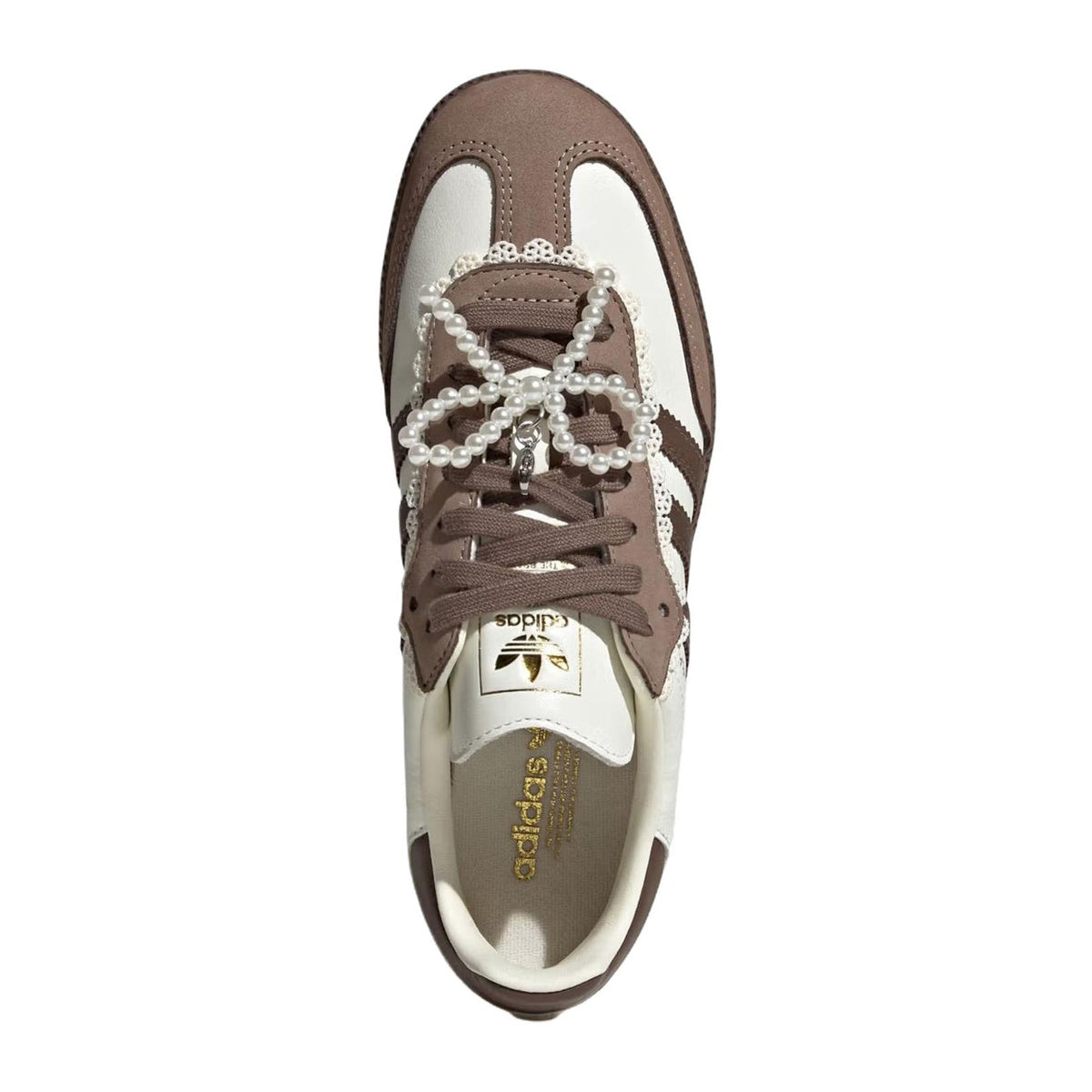 adidas Originals Samba Lace & Pearls Women's German Trainer Sneakers - Brown